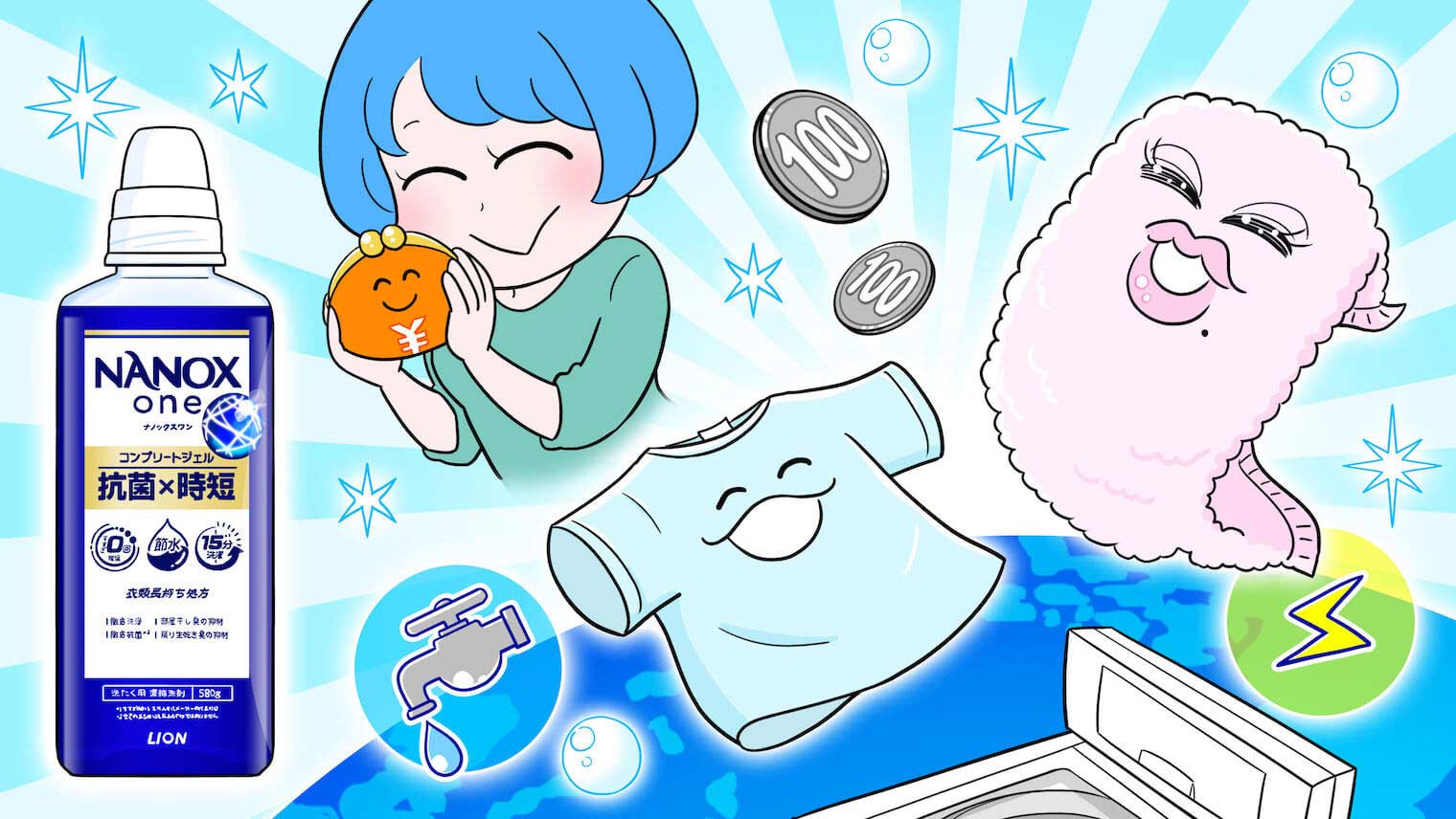 年間約１万円お得！すすぎ0回OKの「NANOX one 抗菌×時短」で節水＆節電！