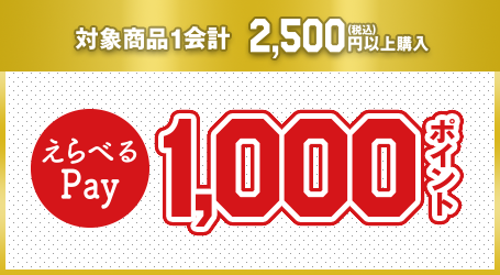 対象商品1合計 2,500（税込）円以上購入 えらべるPay1,000ポイント